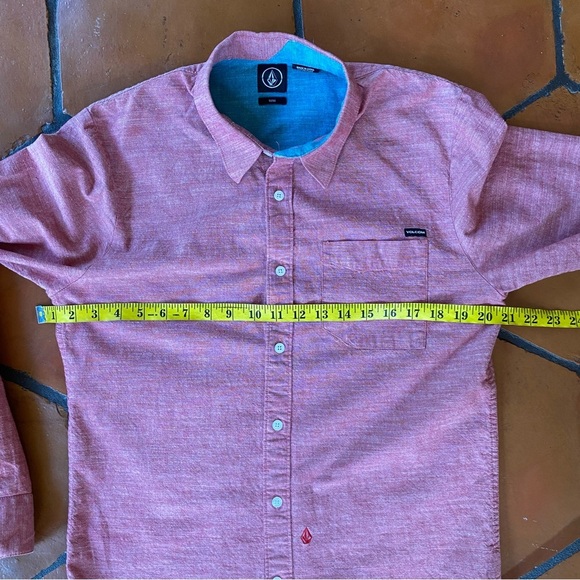 Volcom Flats Long Sleeve Button Front Shirt Pocket Surf Classic Fit West Coast M - Picture 7 of 7